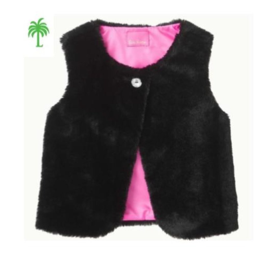 Lilly Pulitzer Girls Winston Faux Fur Vest in Onyx